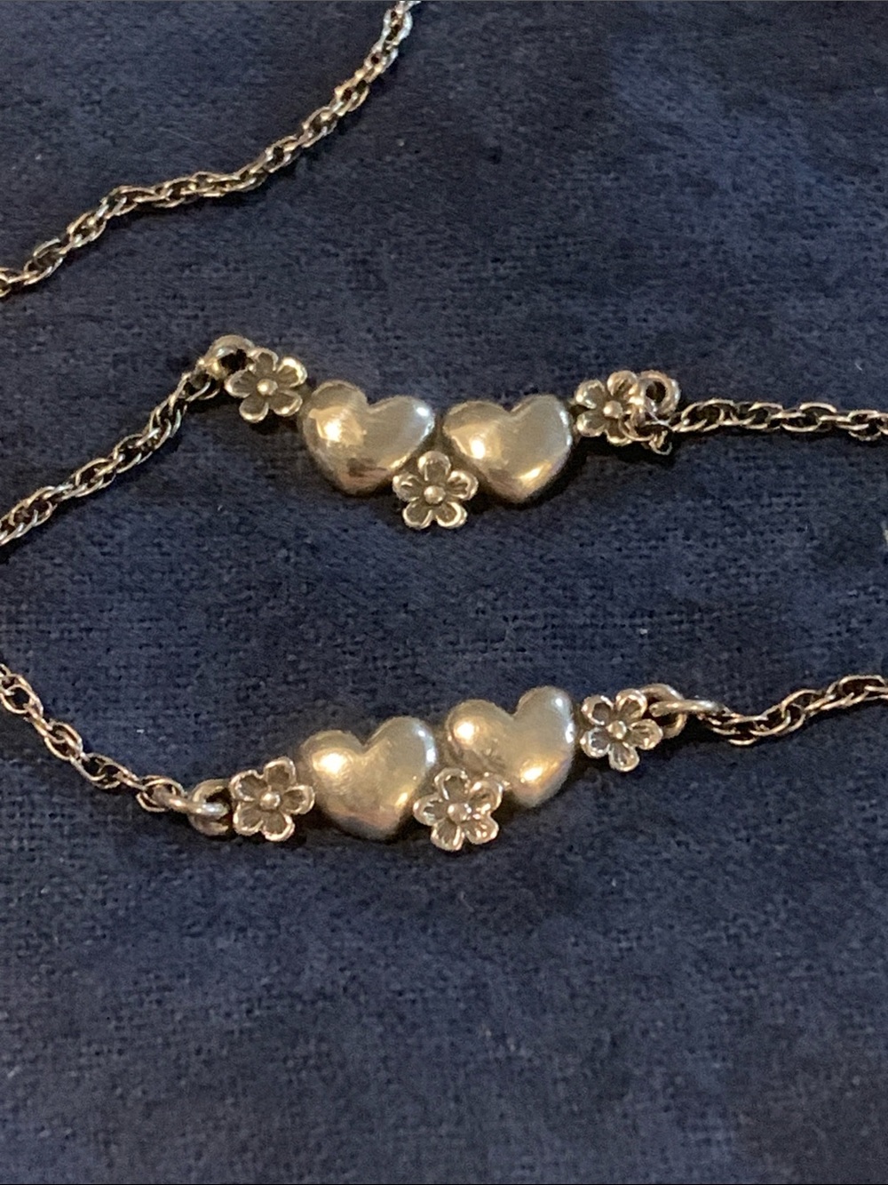 James Avery 925 Silver Necklace and Bracelet Set with Floral Accents